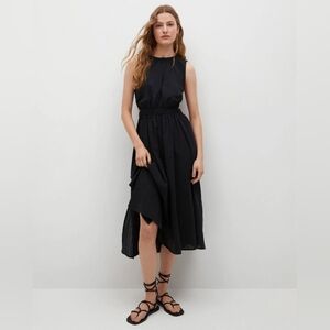 MNG | Vent Cotton Dress, Black Size L